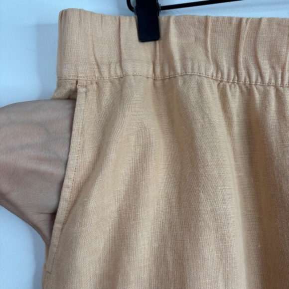 J Jill Garment Dyed Linen Pant LP Wide Leg Pull On Crop Boho Lagenlook Peach - Picture 4 of 11